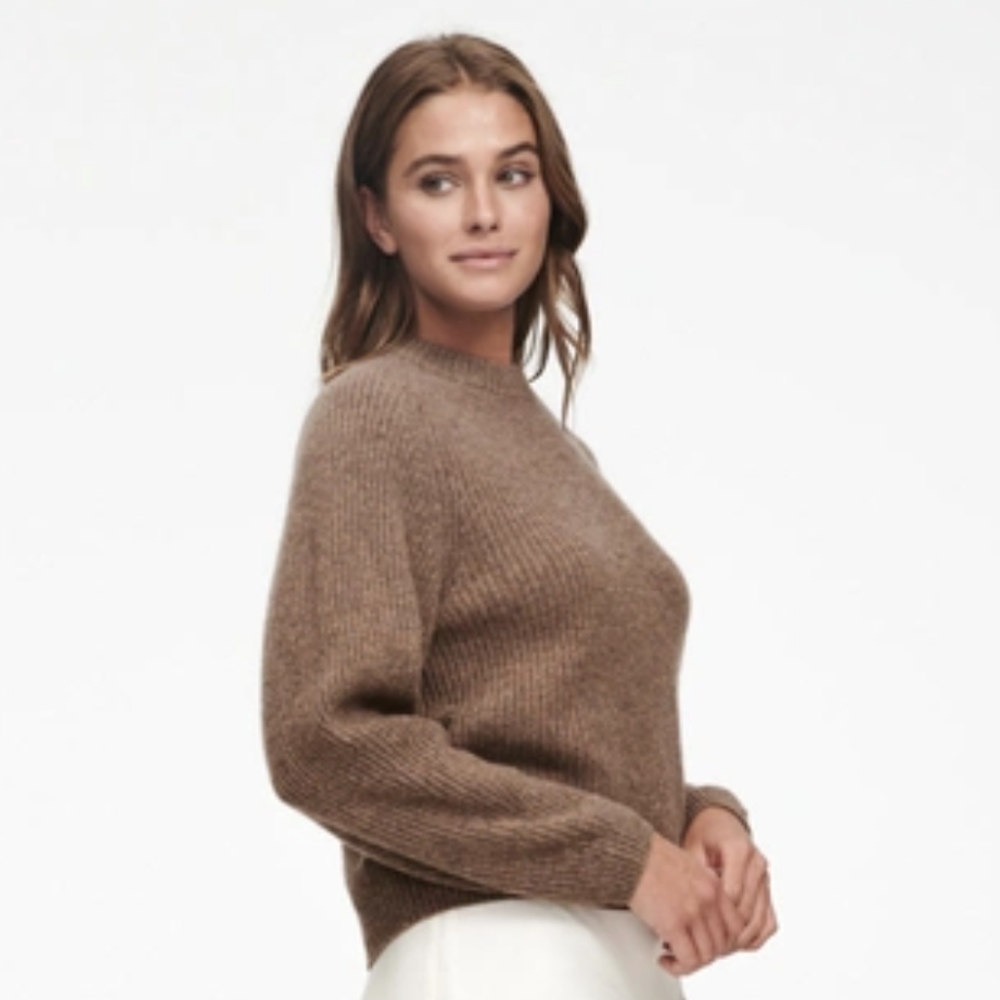 Naadam Ribbed Cashmere Crew Sweater Size S Hazelnut Brown Brand New Condition
